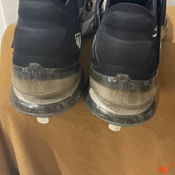 NIKE FORCE ZOOM TROUT BLACK METALLIC GOLD WHITE MEN CLEATS SZ 16 FOOTBALL SPORTS - Picture 9 of 16